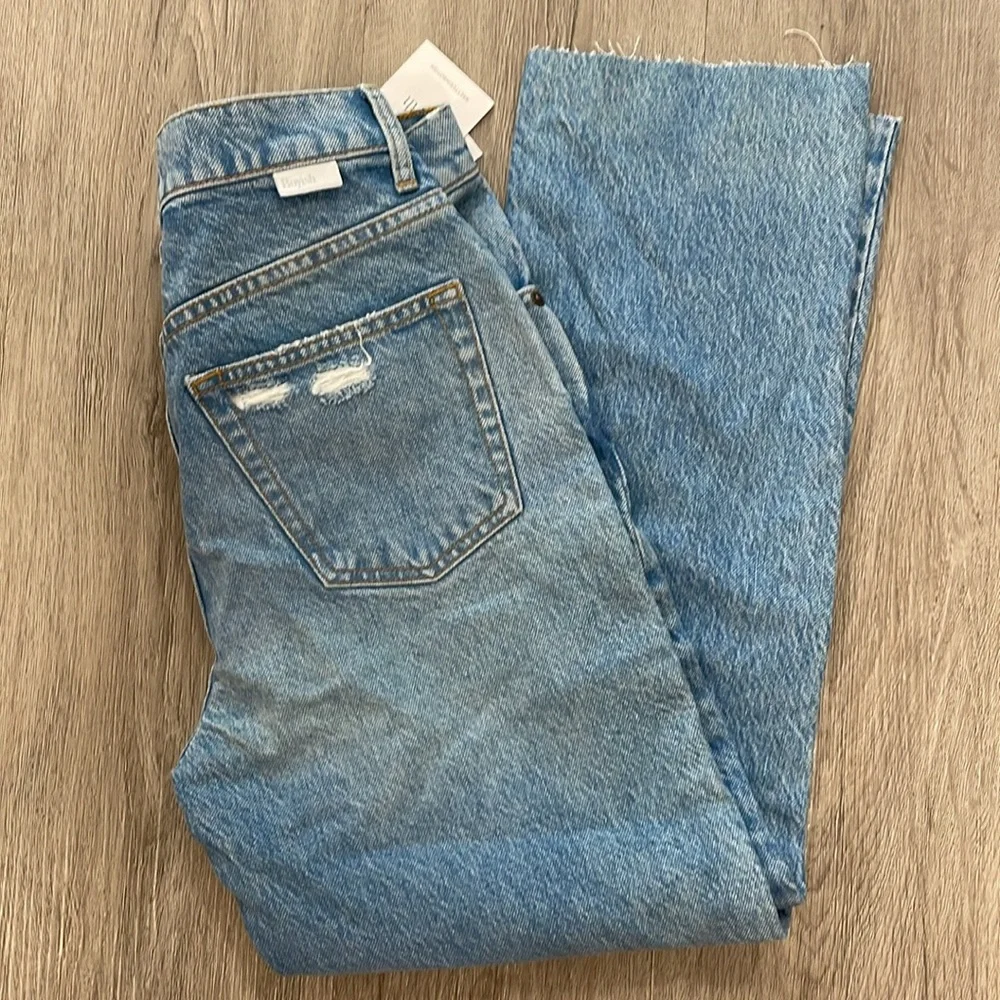 Boyish Casey Distressed Denim Straight Leg Crossover‎ Button Fly Raw Hem 25